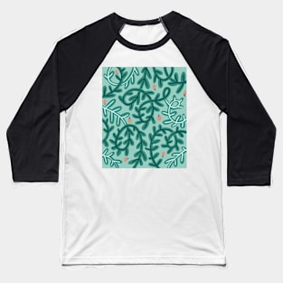 Green leaves and fruits pattern, botanical illustration Baseball T-Shirt